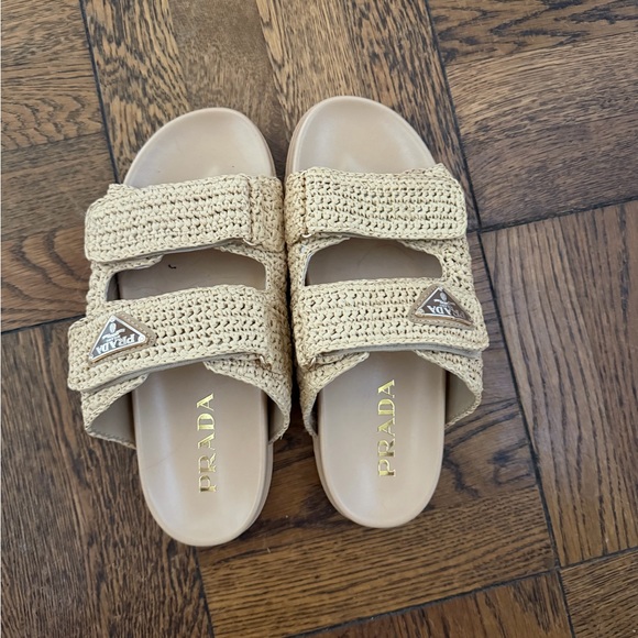 Prada Tan Raffia Sandals - Picture 2 of 4